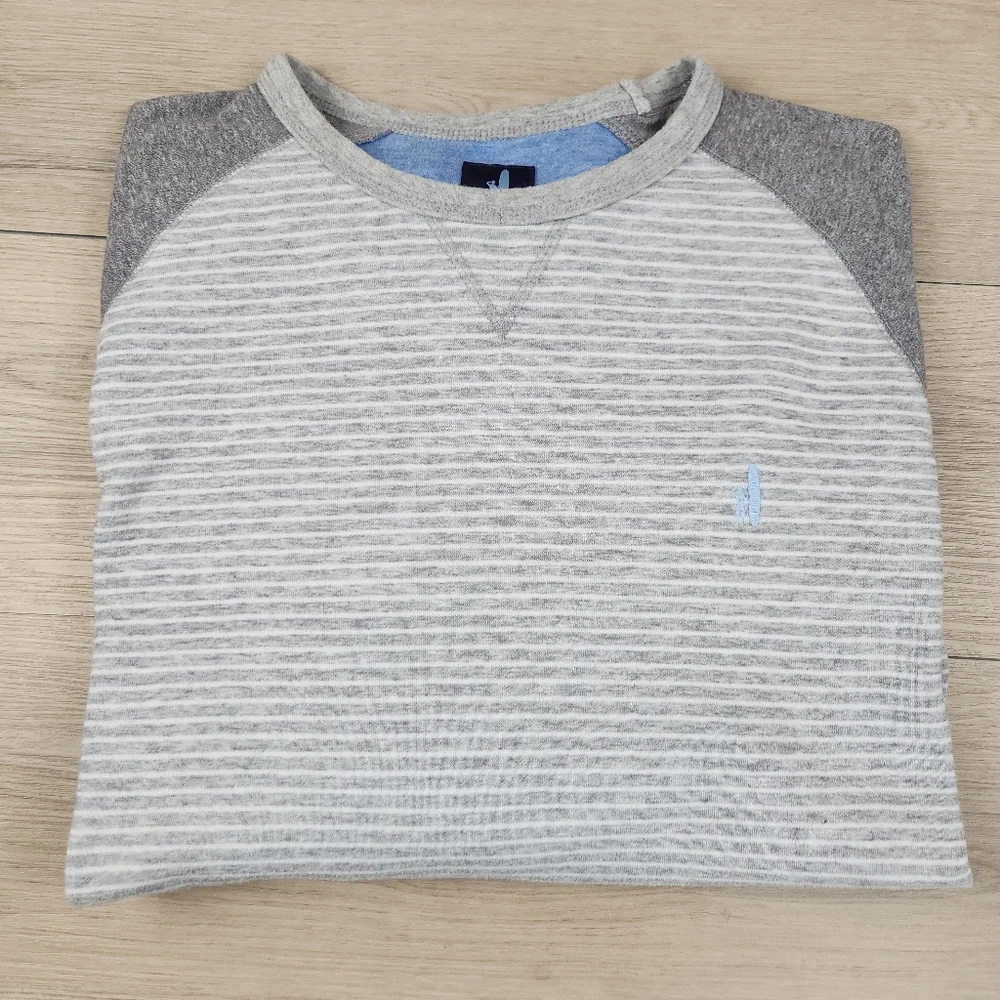 Johnnie O Sweatshirt Mens XL Gray Pullover Crew Neck Striped Logo - Picture 5 of 6